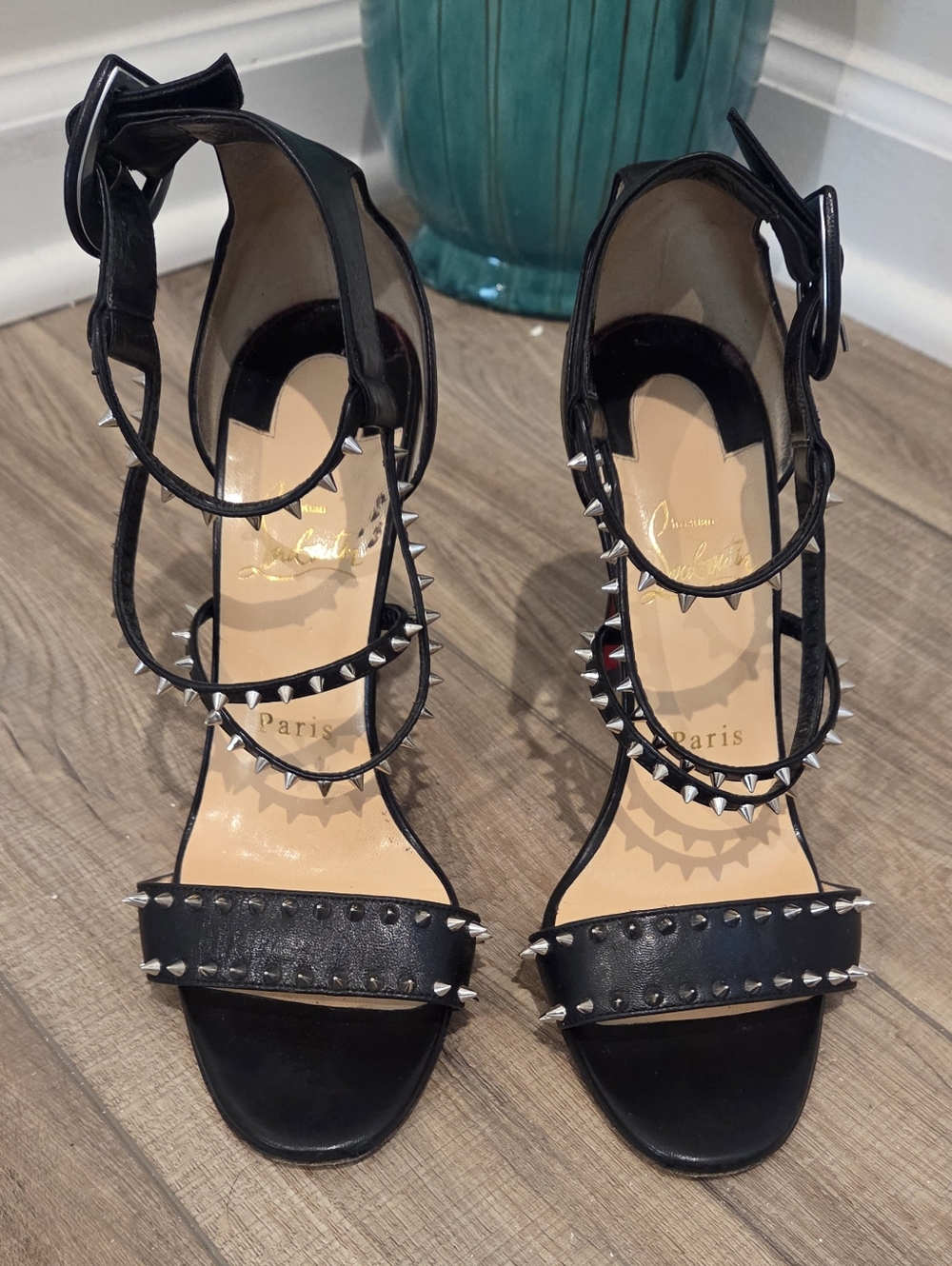 Christian Louboutin-Inspired Black Studded Women's Sandals